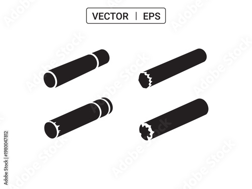 Cigar or cigarette vector icons set. simple flat design style. high quality vector.