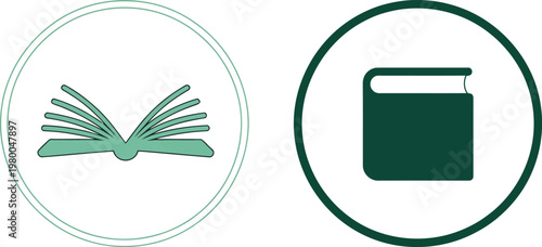 Open and closed book icons representing educational resources for students and researchers in a library setting