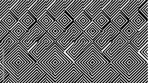Abstract geometric black and white diamond pattern background with op art optical illusion geometric