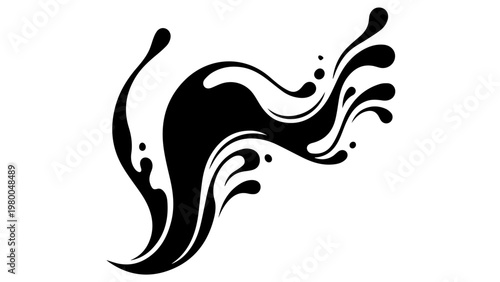 Abstract black ink splash on white background with liquid effect abstract art fluid dynamics abstract design abstract
