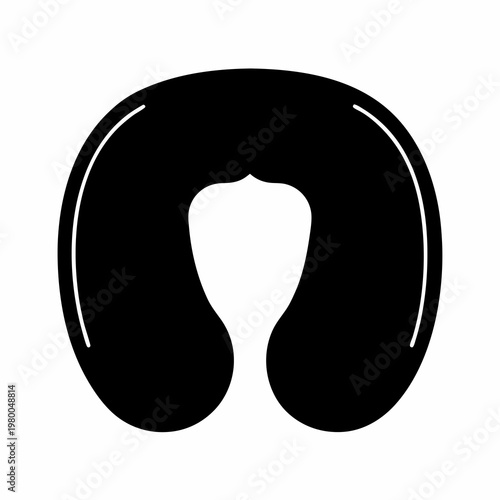 Black silhouette illustration of a travel neck pillow for comfortable support