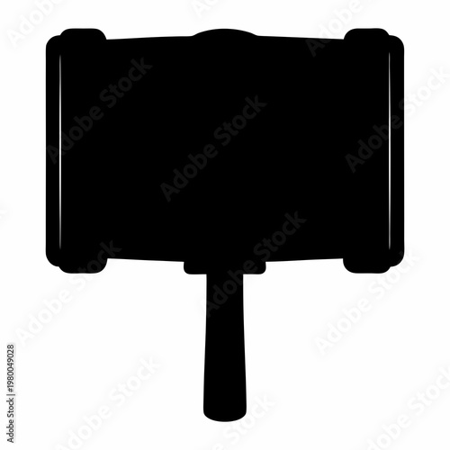 Symmetrical Black Silhouette of a Gavel Used in Courts and Auctions