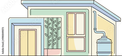 Modern house exterior residential building flat illustration