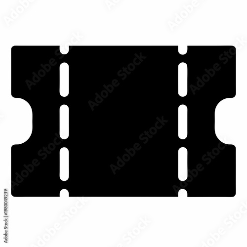 Black silhouette of an admission or event ticket with perforated edges