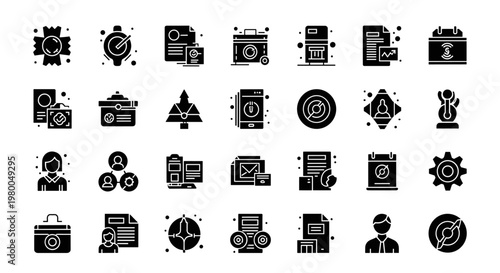 Collection of business and finance related icons for digital use