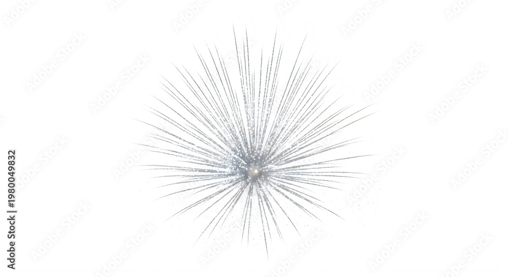 Naklejka premium Gray metallic burst of light rays and sparks explosion effect transparent background