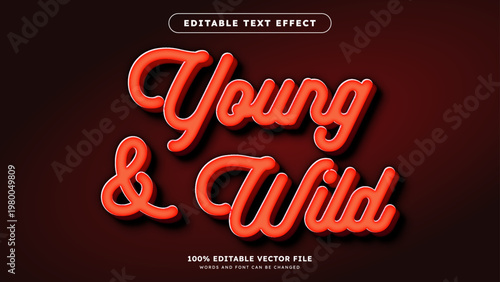 Editable Orange 3D text effect written on a Red background