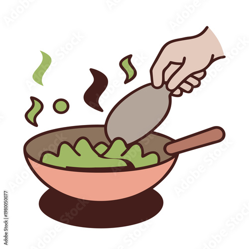 Male cook in white uniform and hat using aromatic herbs