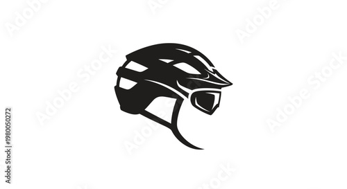 Black bicycle helmet illustration perfect for safety and protection during cycling activities.