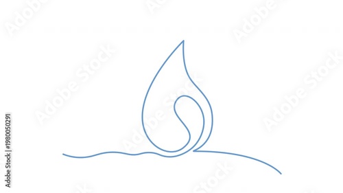 Blue water drop self drawing animation.
