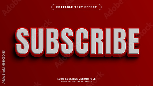 Subscribe button text effect editable red social media font style