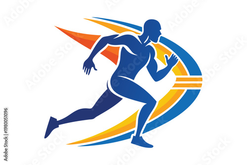 sports runner logo vector on white background