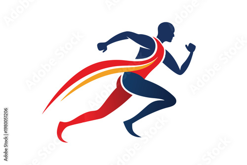 sports runner logo vector on white background