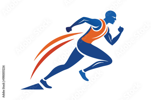 sports runner logo vector on white background