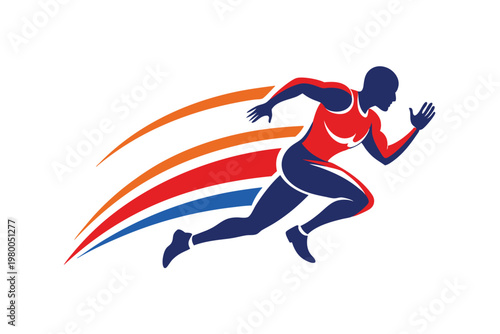 sports runner logo vector on white background