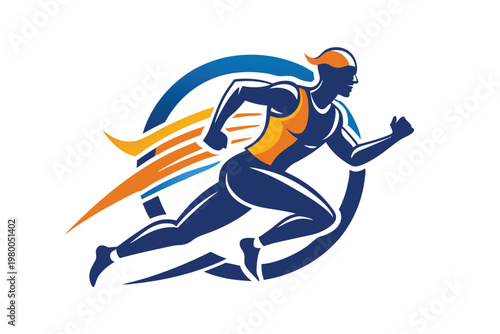 sports runner logo vector on white background