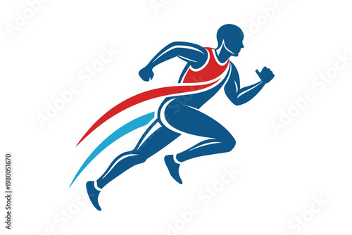 sports runner logo vector on white background