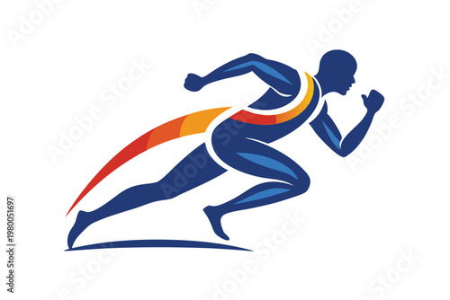sports runner logo vector on white background