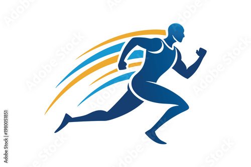 sports runner logo vector on white background