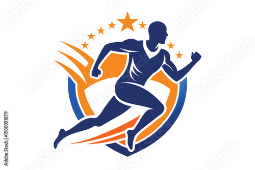 sports runner logo vector on white background