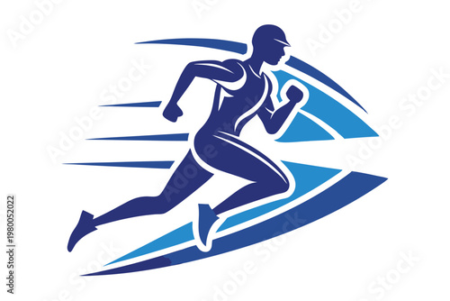 sports runner logo vector on white background