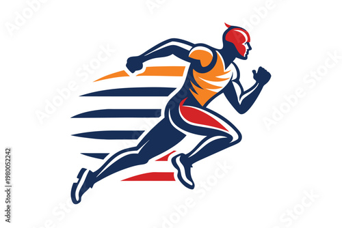 sports runner logo vector on white background
