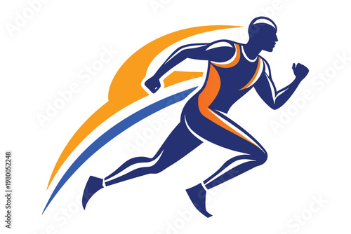sports runner logo vector on white background
