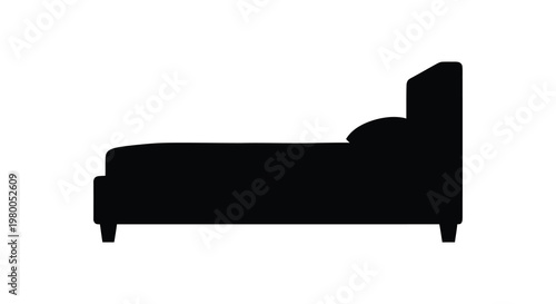 A minimalist depiction of a daybed presented as a striking silhouette