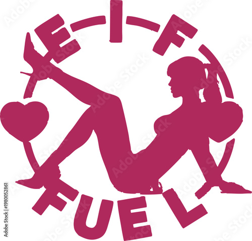 a beautiful woman in lingerie and high heels posing in a seductive way, surrounded by pink hearts and letters, perfect for advertising, marketing, or editorial use