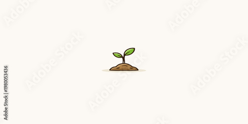 Young plant sprouting from soil symbolizing new life growth eco nature concept illustration