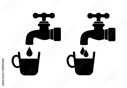 ikona kranu i filiżanki, plik wektorowy