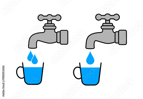 ikona kranu i filiżanki, plik wektorowy