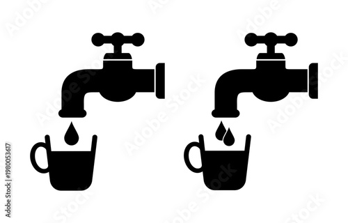 ikona kranu i filiżanki, plik wektorowy