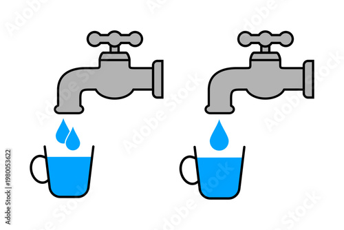 ikona kranu i filiżanki, plik wektorowy