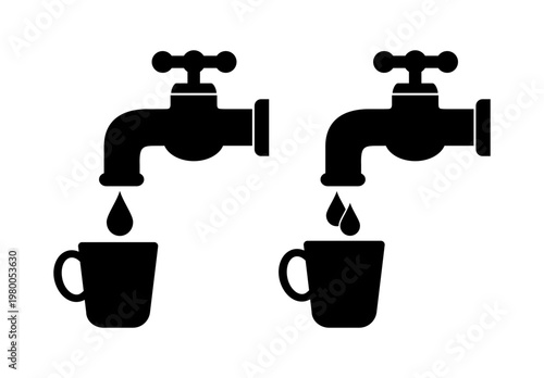 ikona kranu i filiżanki, plik wektorowy