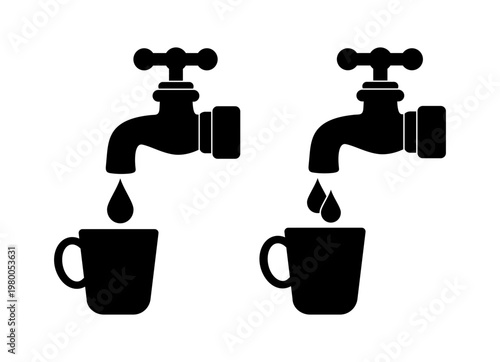 ikona kranu i filiżanki, plik wektorowy