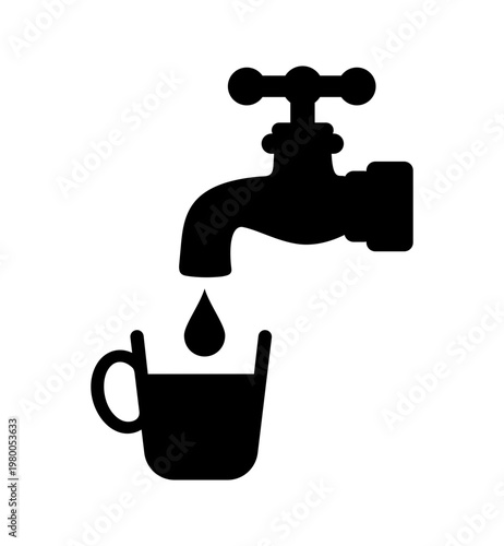 ikona kranu i filiżanki, plik wektorowy