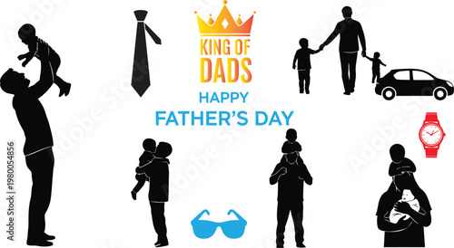 Celebrating father's day silhouettes depicting family moments and affectionate bonds with loved ones
