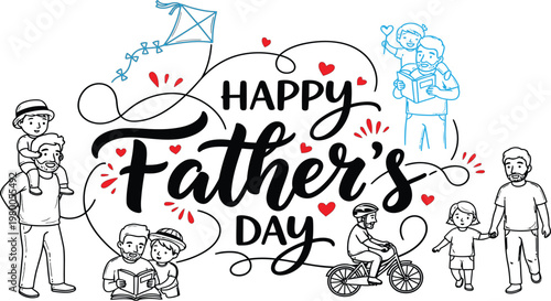 Happy father's day sketch a heartwarming illustration celebrating dads and family bonding moments