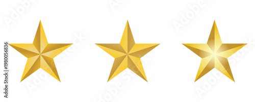 Golden star icons vector in different lighting effects