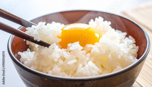 Japanese Tamago Kake Gohan with Soy and Scallions