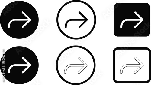 Variations of right turn traffic signs with different border styles and colors