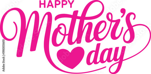 Happy Mothers day vector greeting card on white background. Hand drawn lettering as celebration badge, tag, icon. Text card invitation, template.	