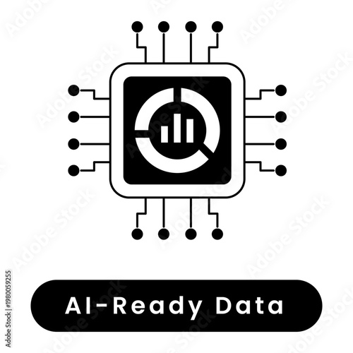 AI Data Readiness Icon, Clean Structured Data Machine Learning Dataset Preparation Governance Processing Pipeline System