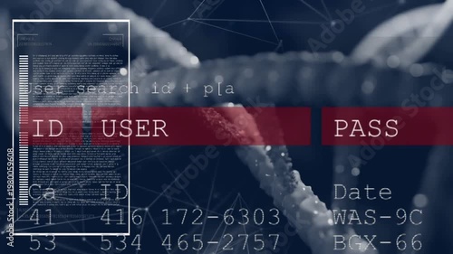 CGI DNA helix centering pulsing while user search initiating genomics UI updating with status