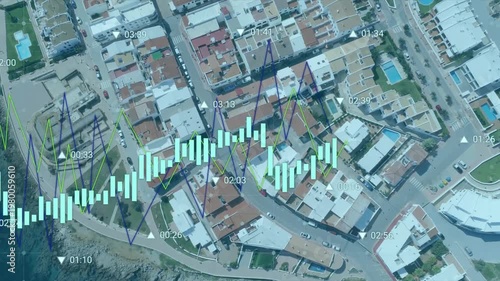 Camera starting pan, translucent waveform shifting while polyline charts moving, showing timestamps