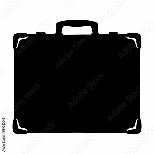 Silhouette of a classic briefcase with reinforced corners and a handle
