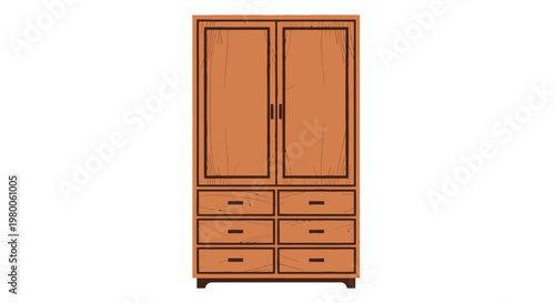 Large wooden wardrobe with drawers.