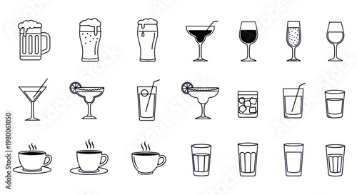 Variety of alcoholic and non alcoholic drinks.