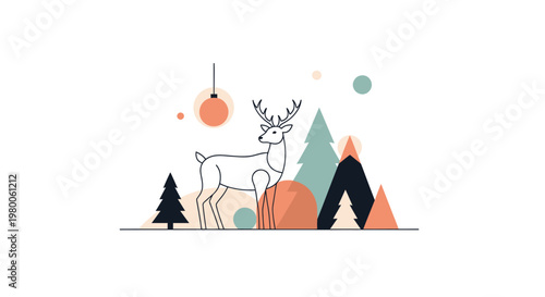 White deer with large antlers standing.